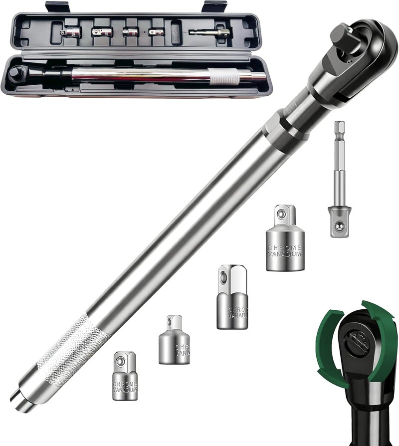 KCTXIPE Offset Extension Wrench for electric drill,1/2" Drive Impact Wrench Extender with 3/8",1/4" Drive Adapters for Tight Spaces packing in blew case - Image 1